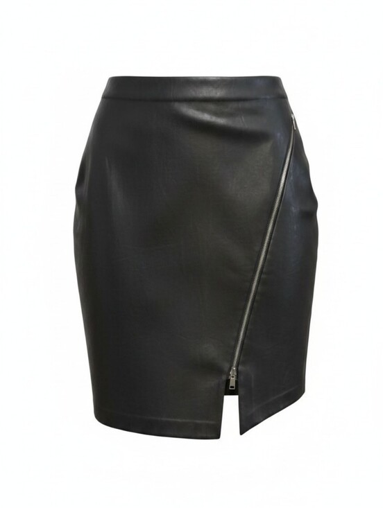 Express Dresses & Skirts - Black Express Faux Leather Zip-Detail Pencil Skirt